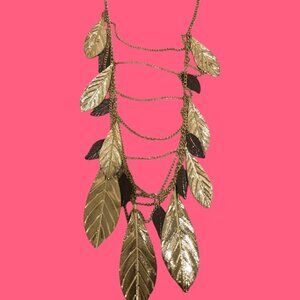 32 inch Gold Leaf Necklace w extension lobster claw clasp